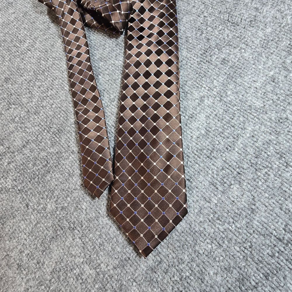 Countess Mara Silk Tie Brown Geometric Diamond Pattern Mens Classic Business